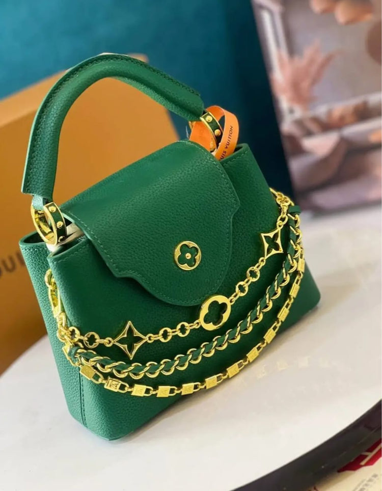 Louis Vuitton Capucines Mini Small Gold Green Charm Chain – Premium Store Article. Product Code: 98177-6
