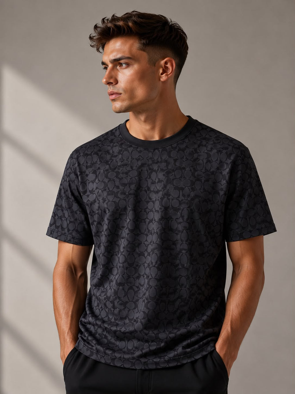 Coach Round Neck Monogram Print Store Article  T-Shirts