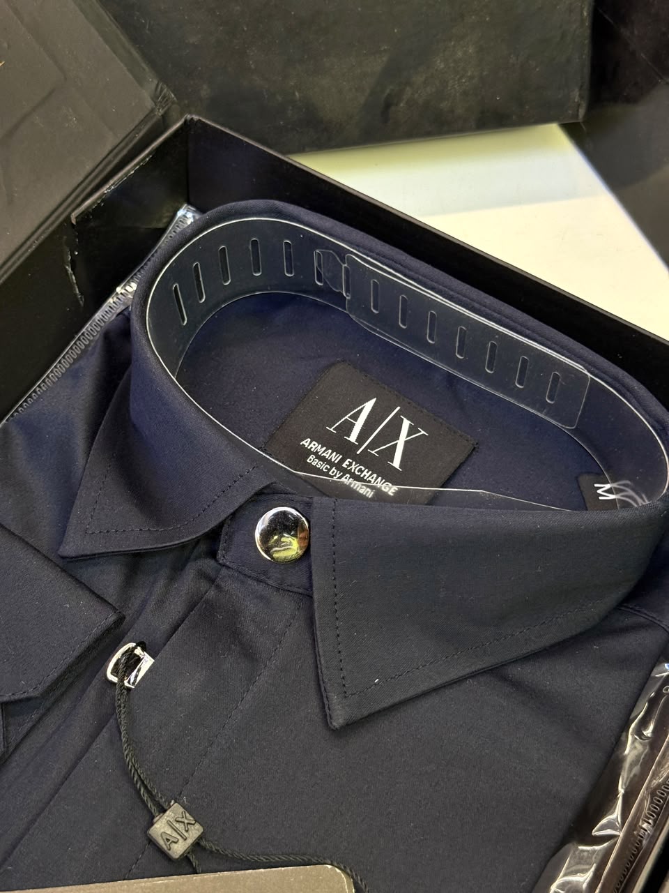 Armani Exchange Premium Zipper Shirt for Men – Standard Fit with Box & Carry Bag