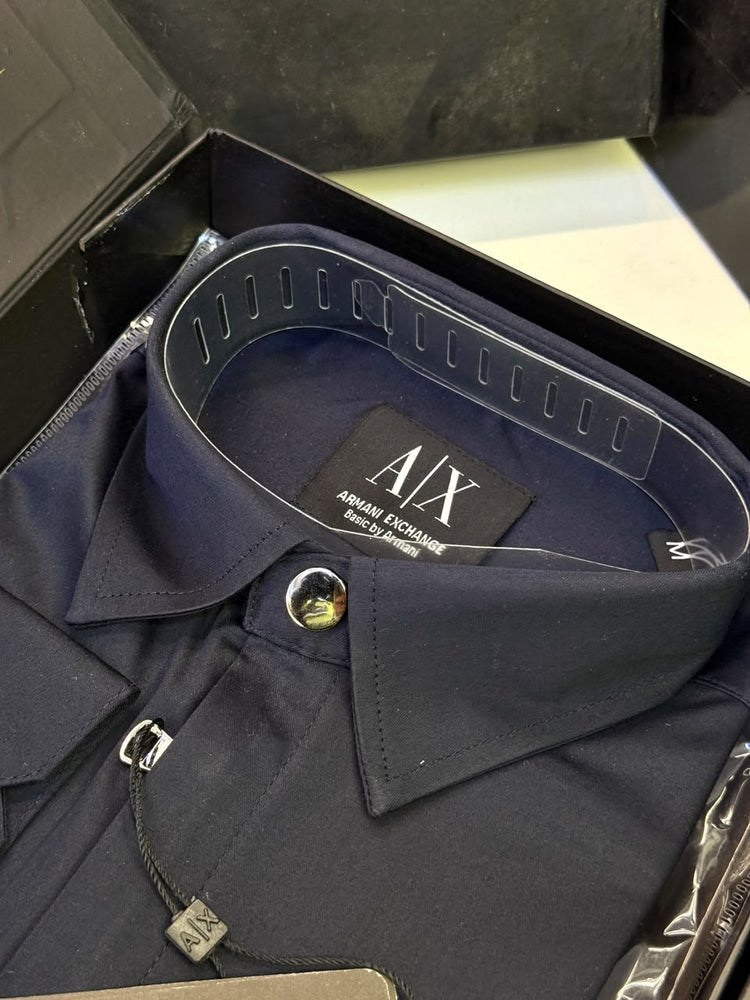 Armani Exchange Premium Zipper Shirt for Men – Standard Fit with Box & Carry Bag