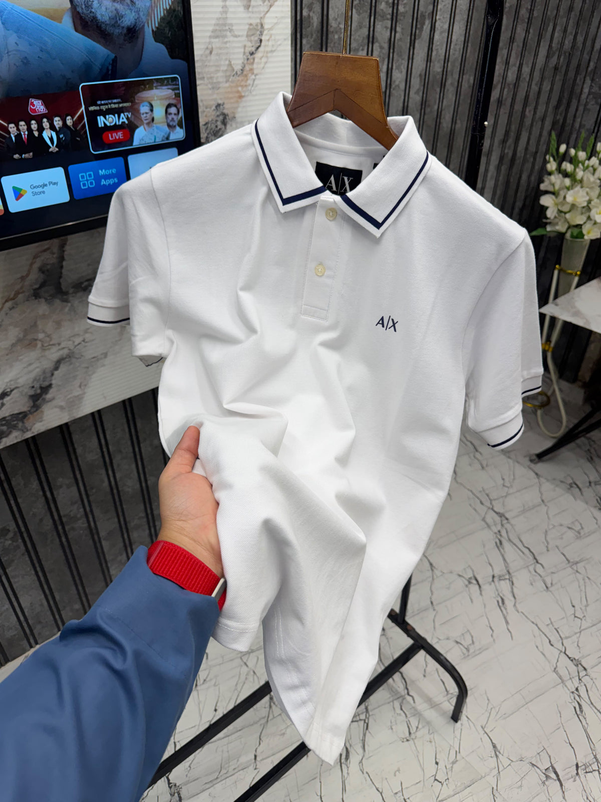 Armani Premium Polo Neck T-Shirt for Men – Imported Matty Cotton Lycra