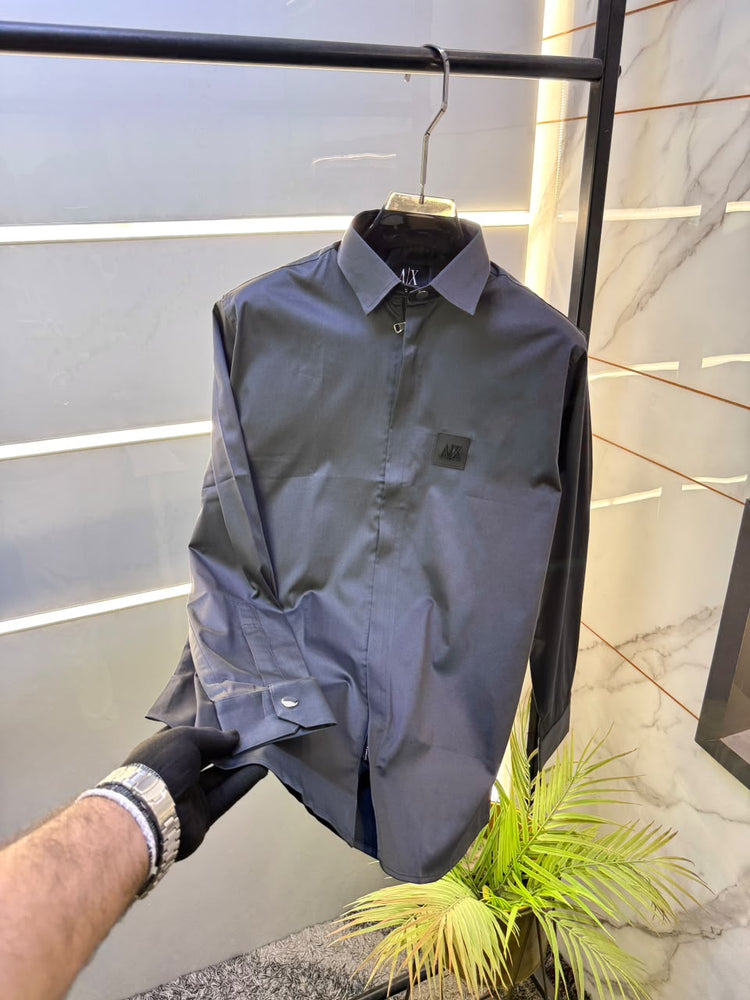 Armani Exchange Premium Zipper Shirt for Men – Standard Fit with Box & Carry Bag