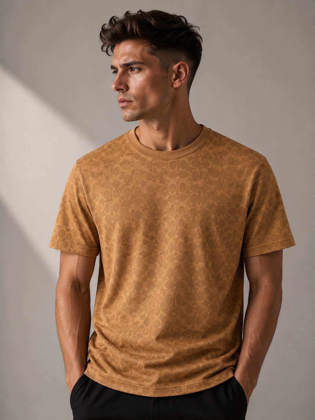 Coach Round Neck Monogram Print Store Article  T-Shirts
