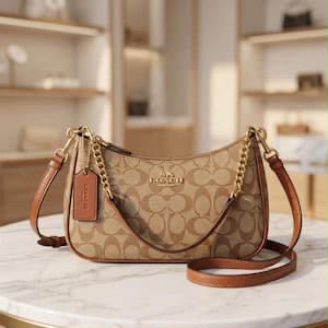 Coach Teri Premium Shoulder Bag with Box, Dust Bag & Dual Belts