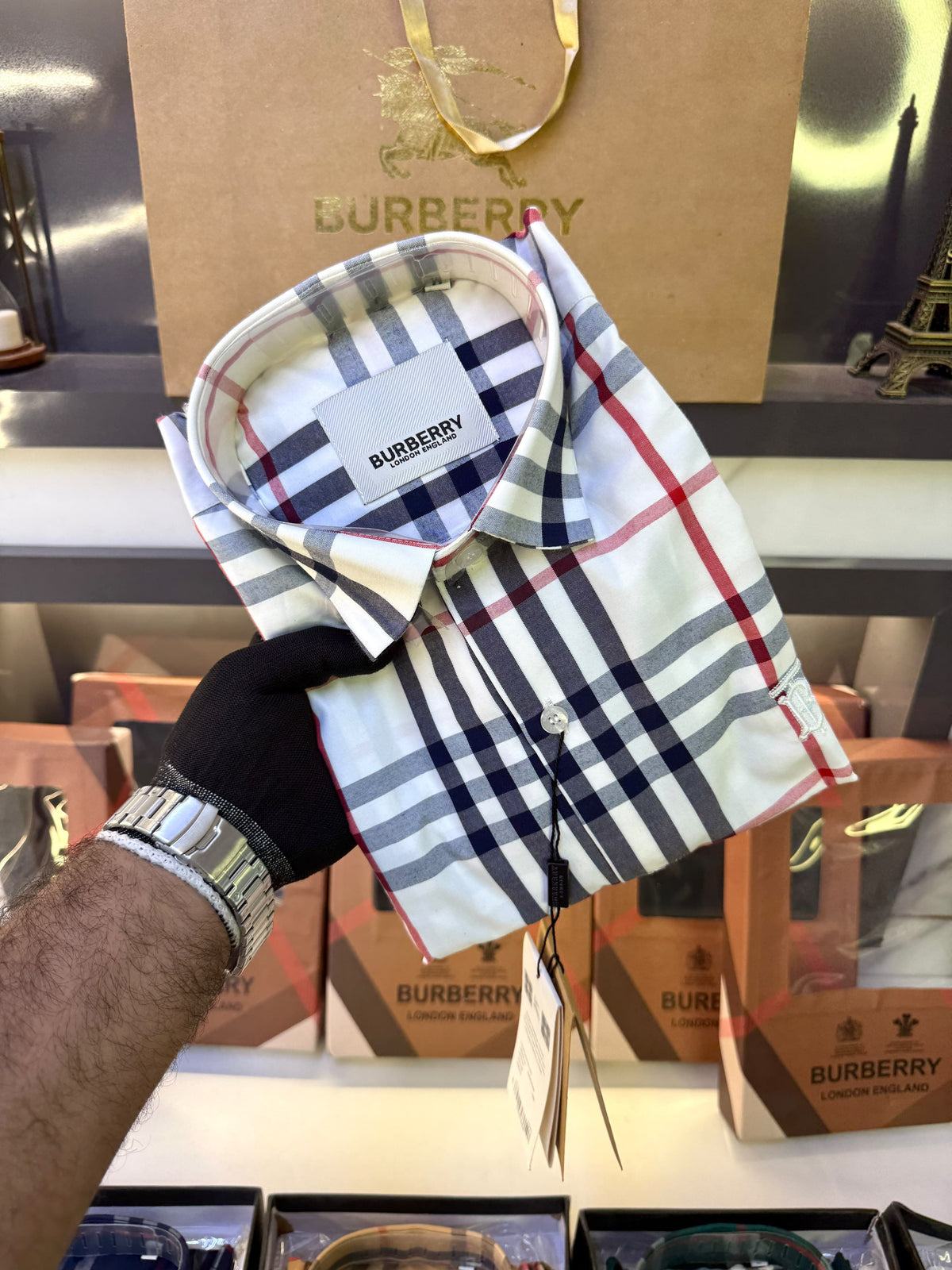 Burberry Checks Premium Shirt for Men – Standard Fit with Box & Carry Bag