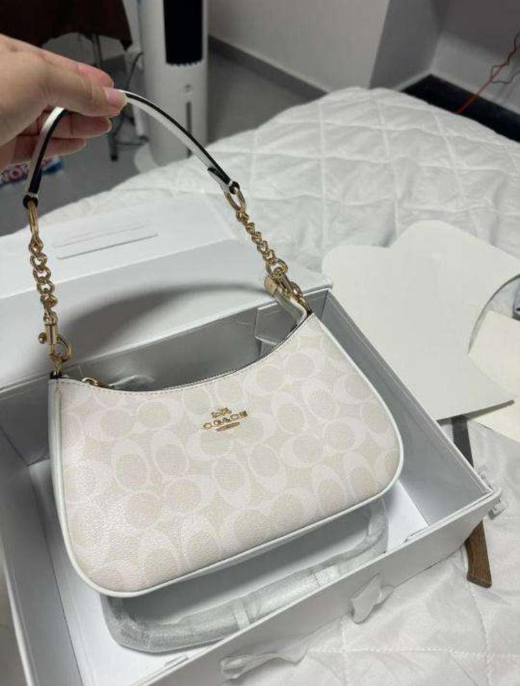 Coach Teri Premium Shoulder Bag with Box, Dust Bag & Dual Belts