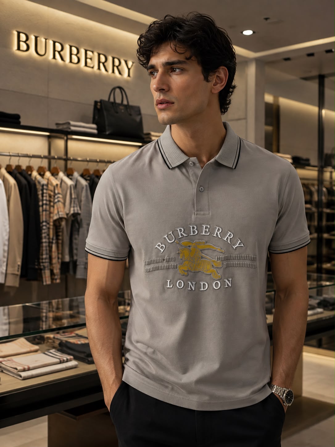 Premium Burberry Imported Polo T-Shirt – Cotton Lycra Store Article