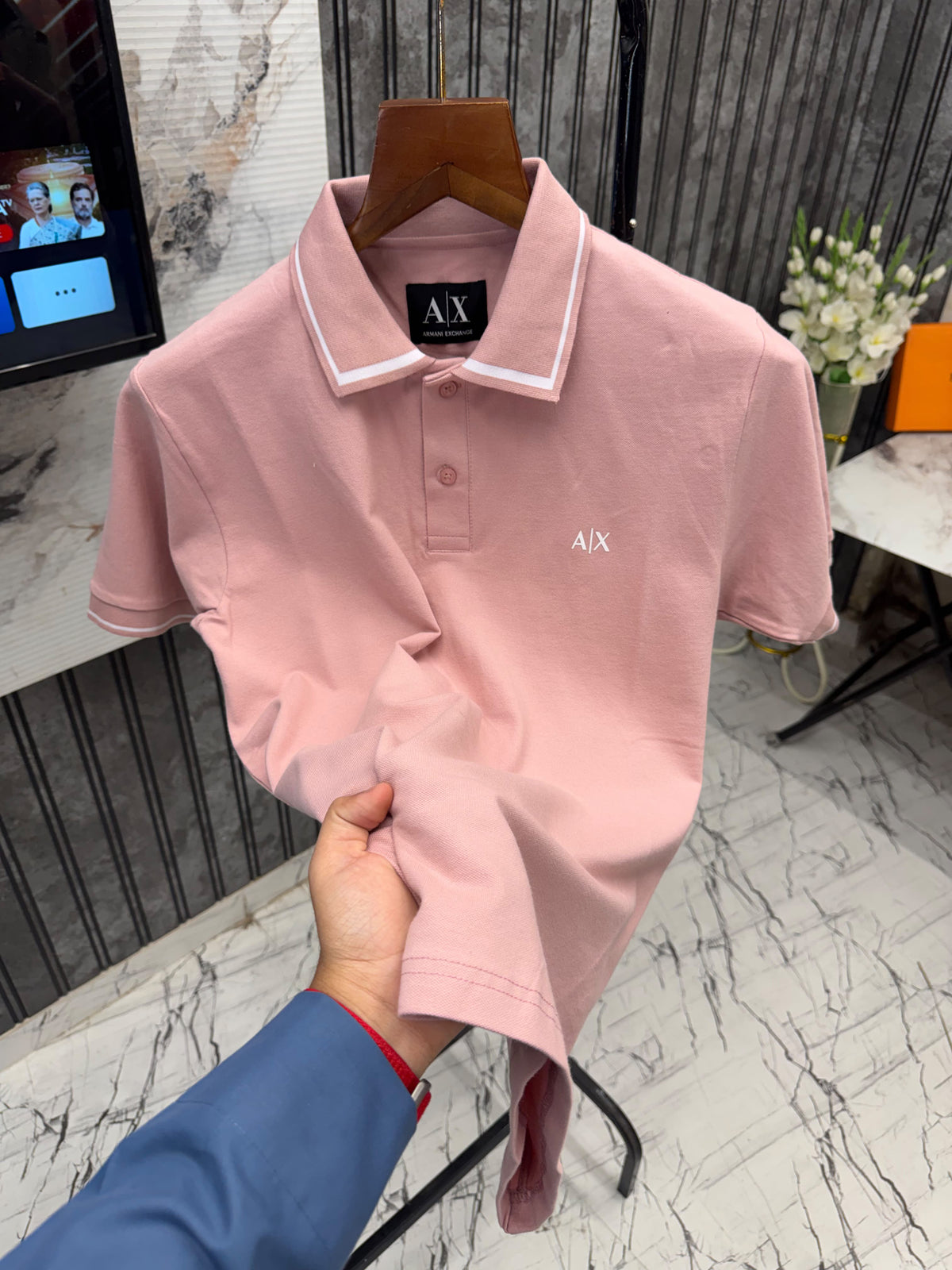 Armani Premium Polo Neck T-Shirt for Men – Imported Matty Cotton Lycra