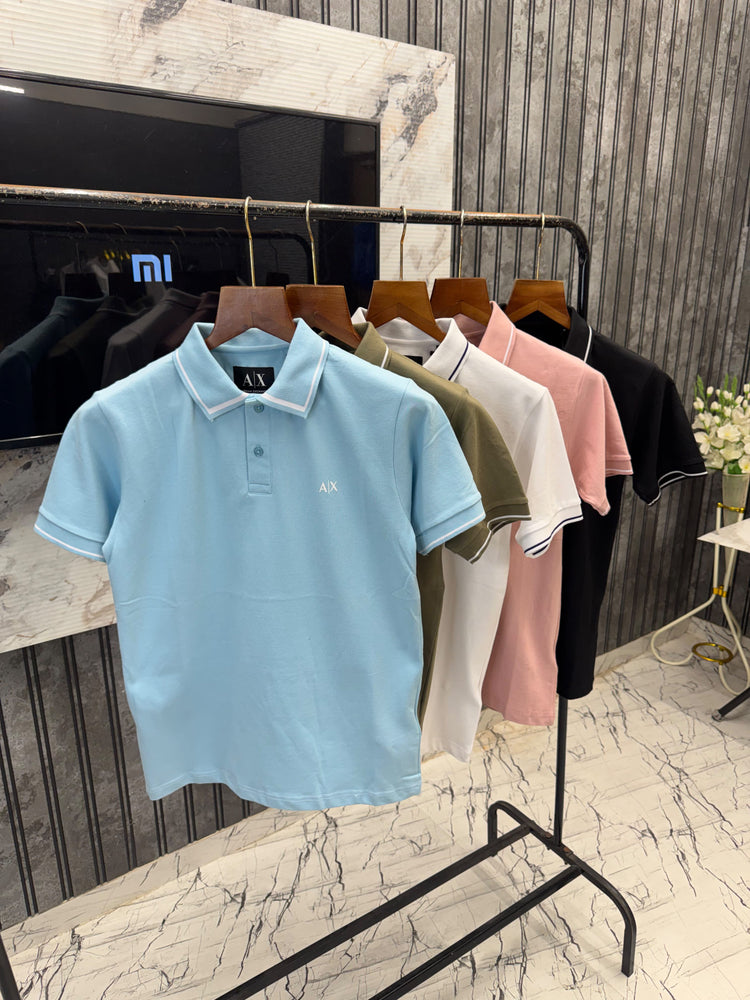 Armani Premium Polo Neck T-Shirt for Men – Imported Matty Cotton Lycra