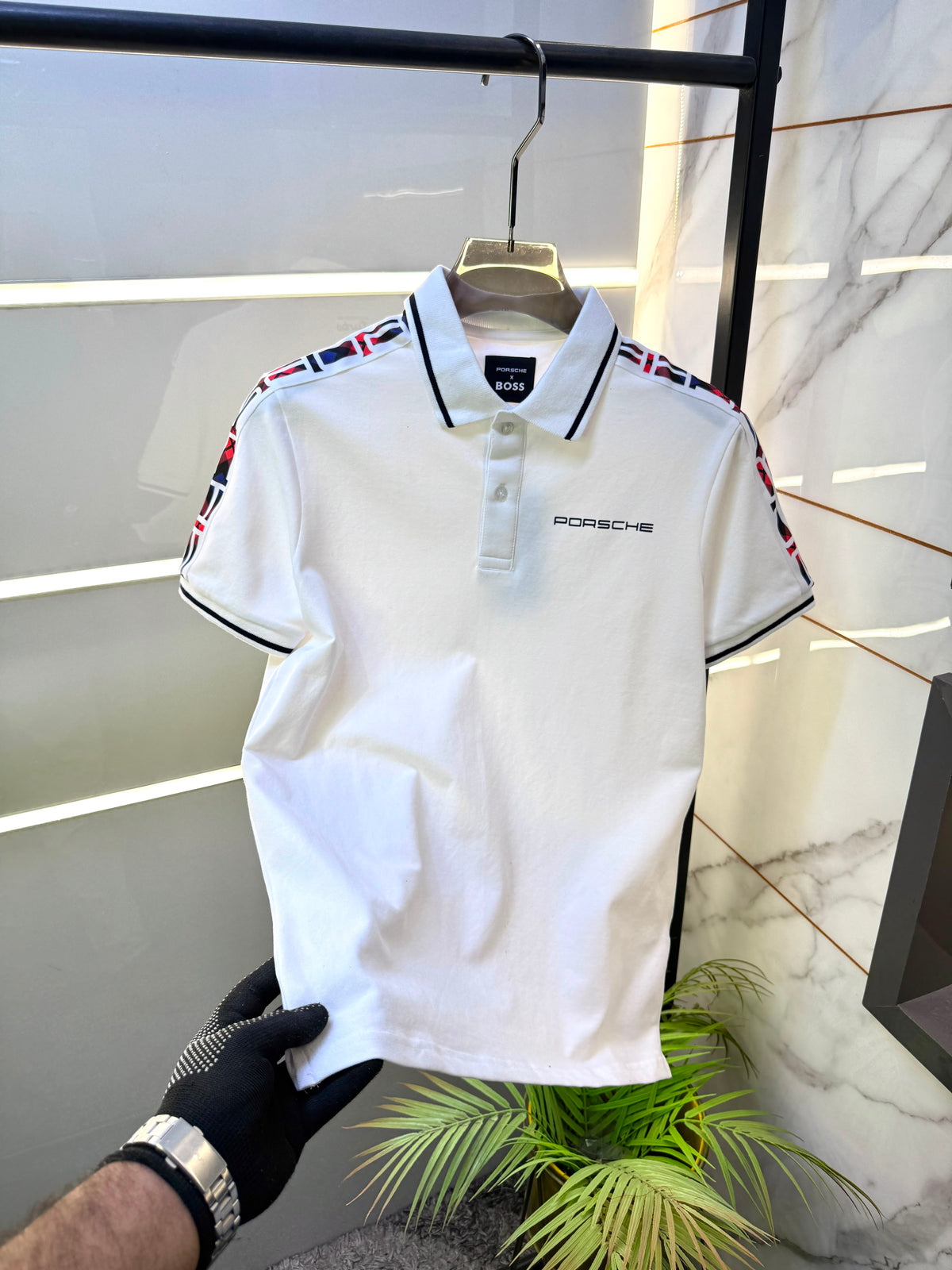 BOSS x Porsche Premium Polo Neck T-Shirt – Soft Matty Cotton