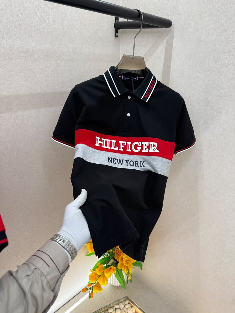 Tommy Hilfiger Premium Polo Neck T-Shirt for Men – Soft Matty Cotton