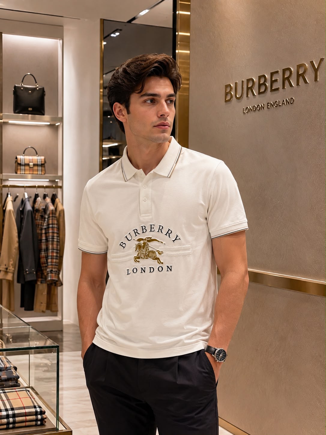 Premium Burberry Imported Polo T-Shirt – Cotton Lycra Store Article