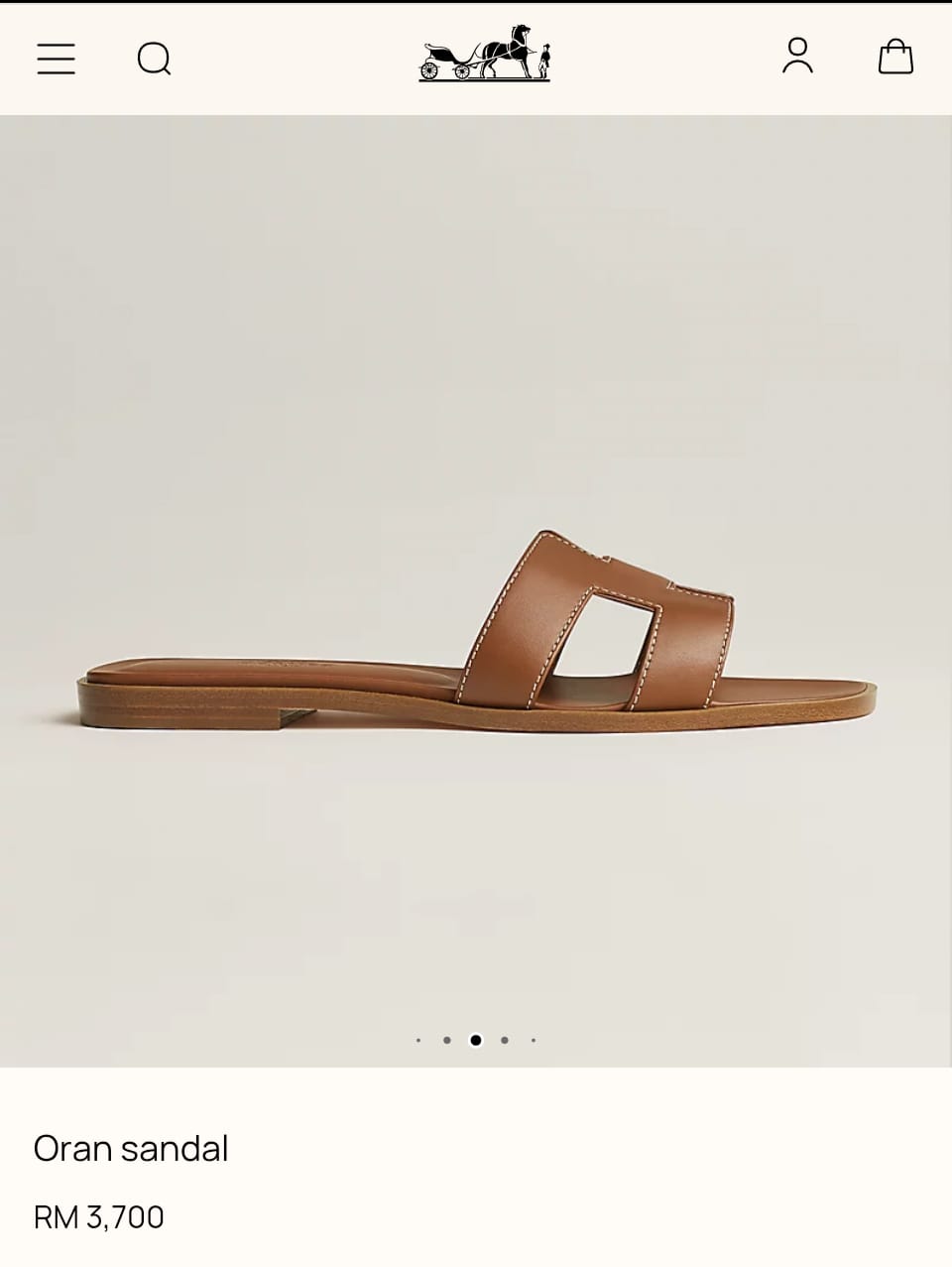 Hermes Paris Oran Brown Flats With OG Box & Carry Bag Slide Brown
