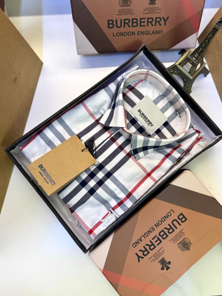 Burberry Checks Premium Shirt for Men – Standard Fit with Box & Carry Bag