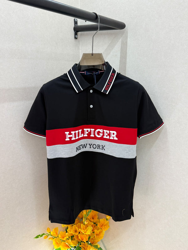 Tommy Hilfiger Premium Polo Neck T-Shirt for Men – Soft Matty Cotton