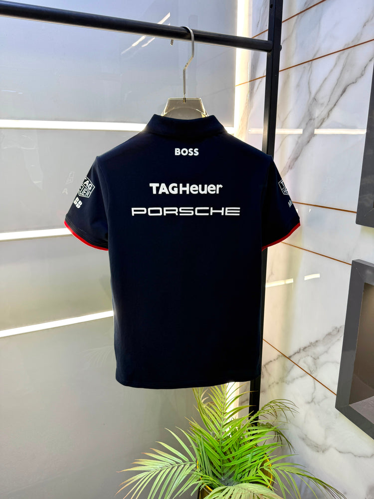 BOSS x Porsche Premium Polo Neck T-Shirt – Soft Matty Cotton