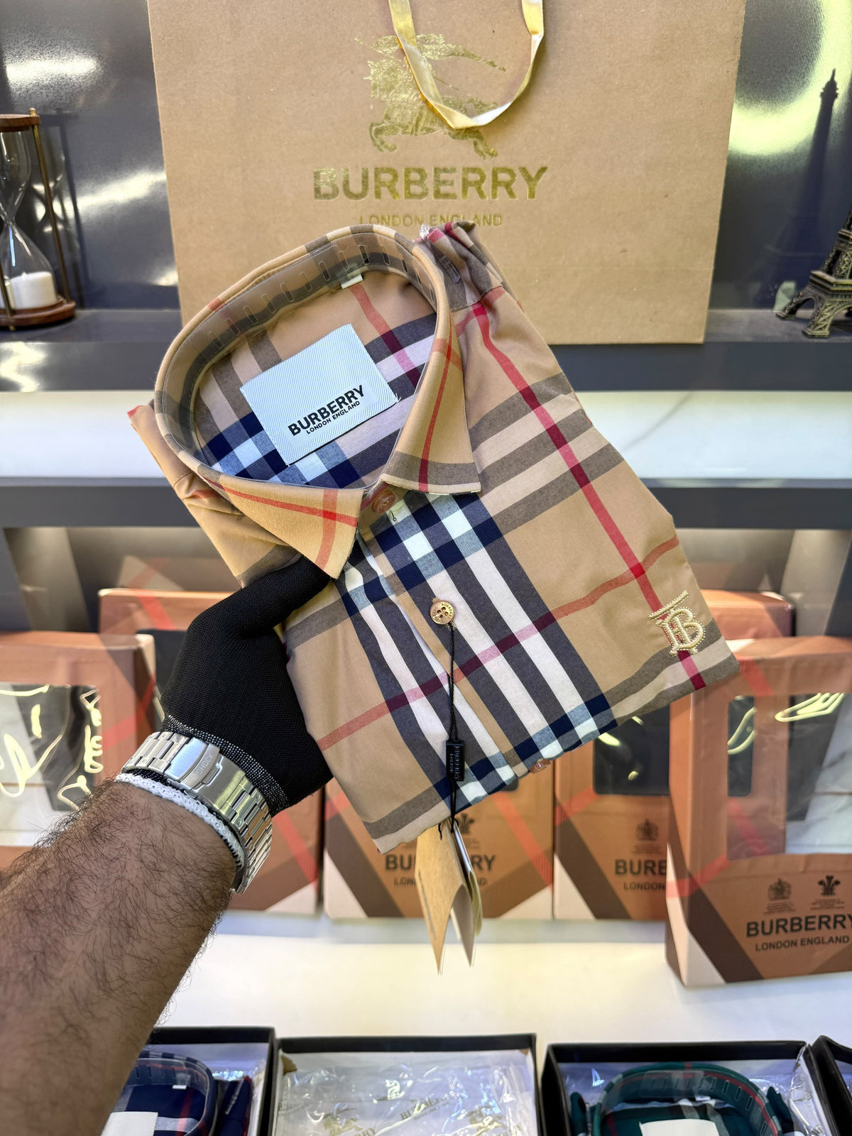 Burberry Checks Premium Shirt for Men – Standard Fit with Box & Carry Bag