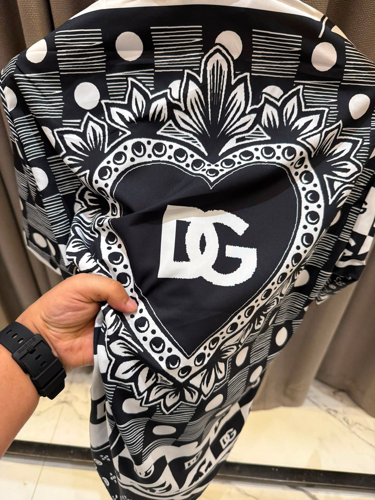 D&G Monogram Printed Half Shirt for Men – Premium Cotton Satin