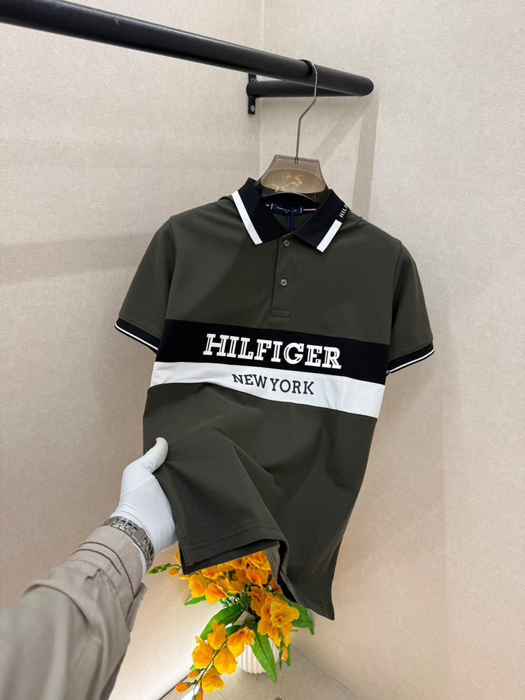 Tommy Hilfiger Premium Polo Neck T-Shirt for Men – Soft Matty Cotton