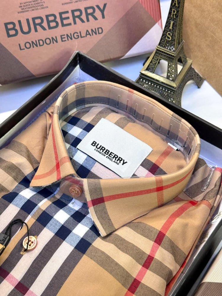 Burberry Checks Premium Shirt for Men – Standard Fit with Box & Carry Bag