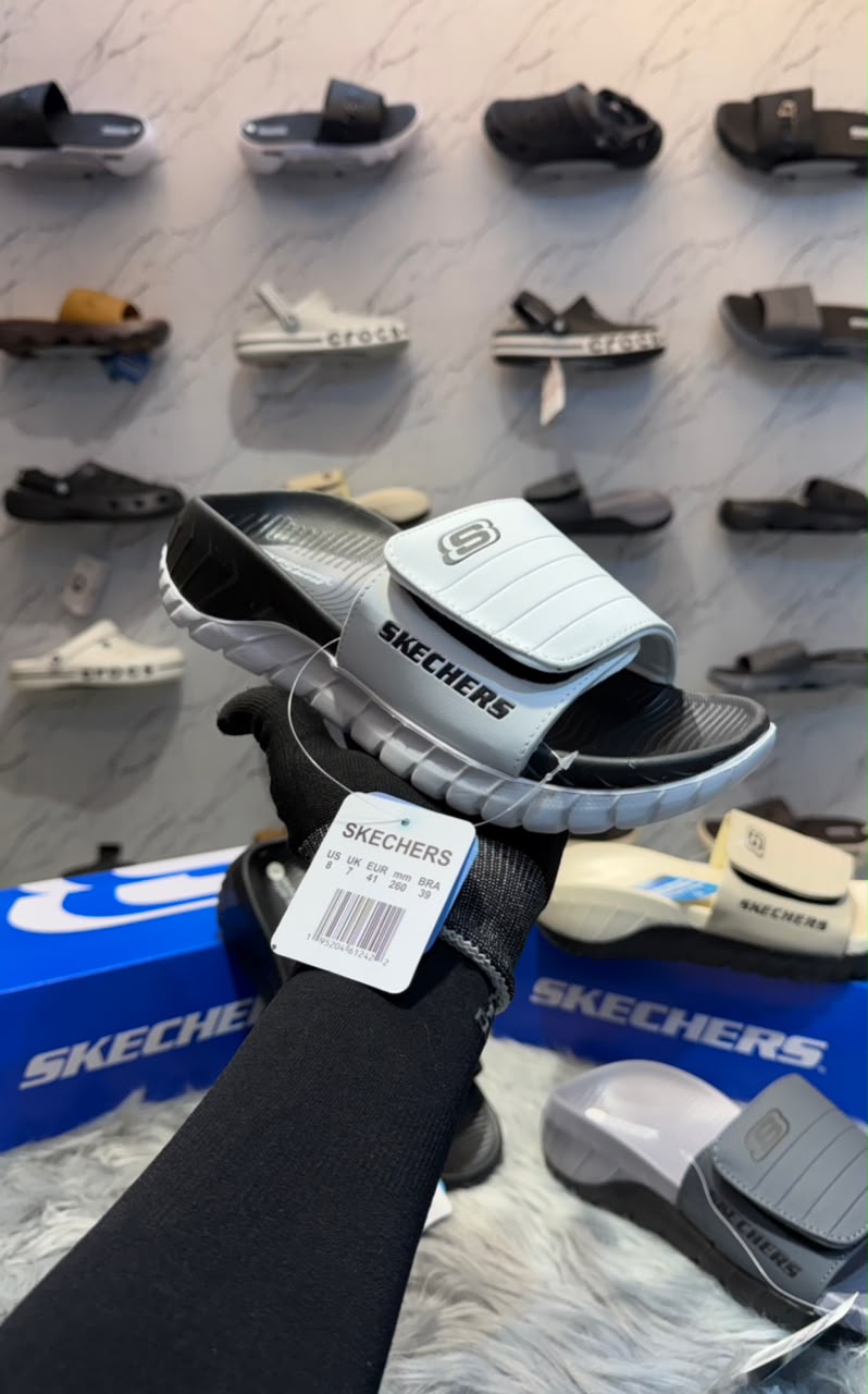 Skechers Go Recovery Adjust Premium Slides – White & Black