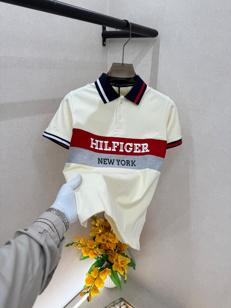Tommy Hilfiger Premium Polo Neck T-Shirt for Men – Soft Matty Cotton