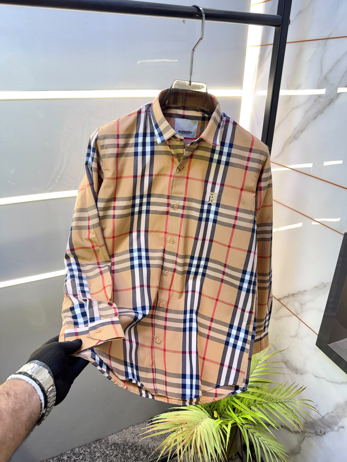 Burberry Checks Premium Shirt for Men – Standard Fit with Box & Carry Bag