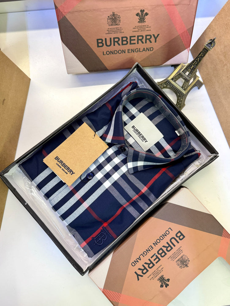 Burberry Checks Premium Shirt for Men – Standard Fit with Box & Carry Bag