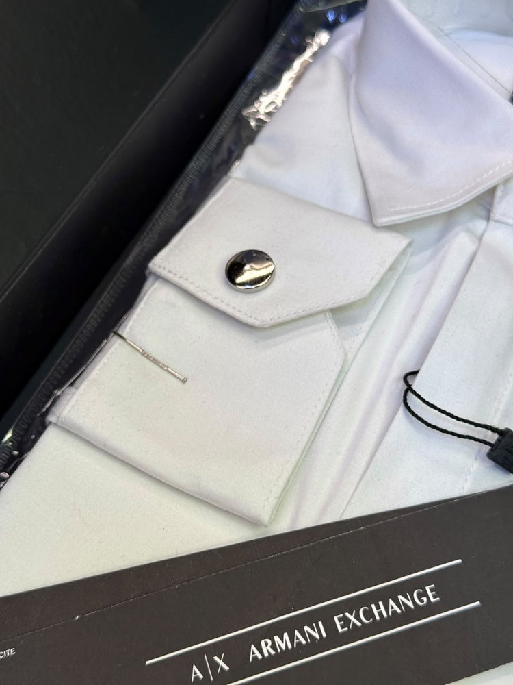 Armani Exchange Premium Zipper Shirt for Men – Standard Fit with Box & Carry Bag
