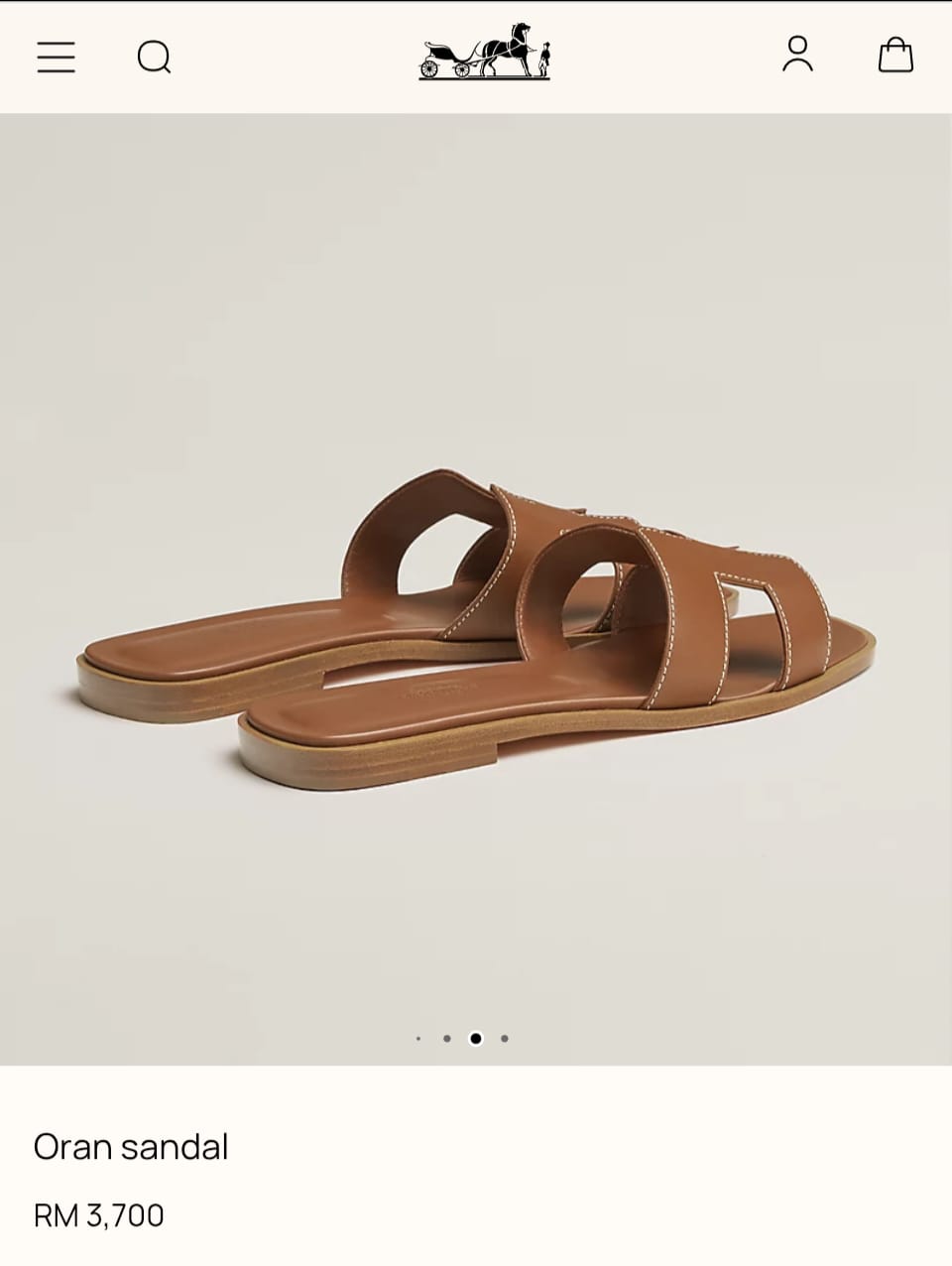 Hermes Paris Oran Brown Flats With OG Box & Carry Bag Slide Brown