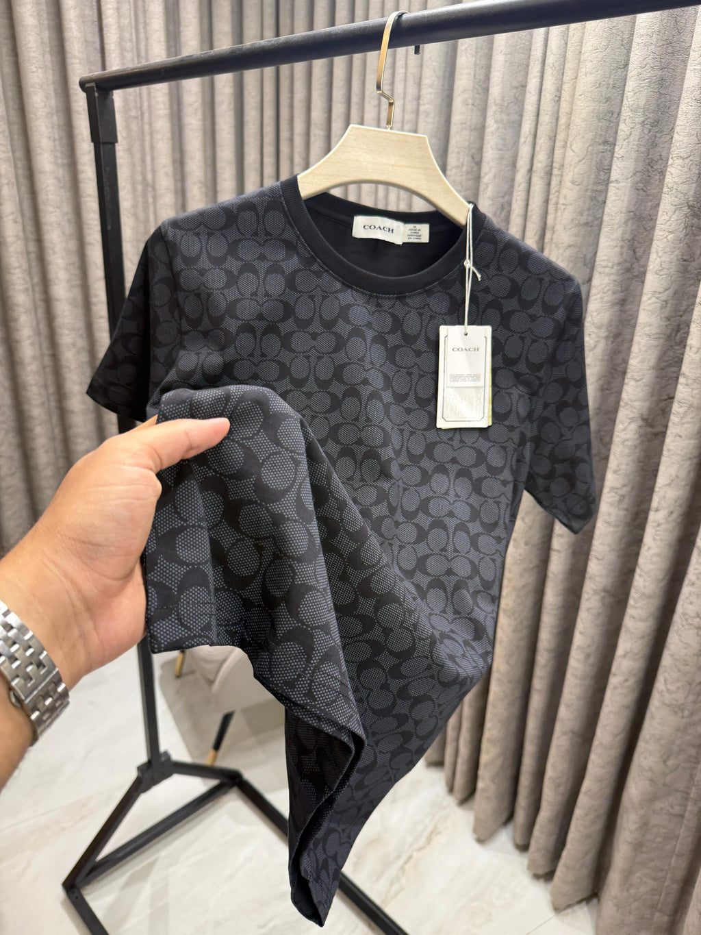 Coach Round Neck Monogram Print Store Article  T-Shirts
