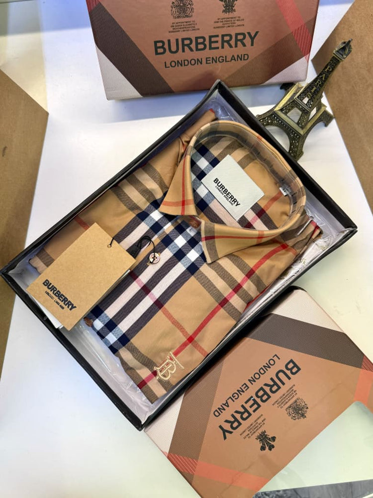 Burberry Checks Premium Shirt for Men – Standard Fit with Box & Carry Bag