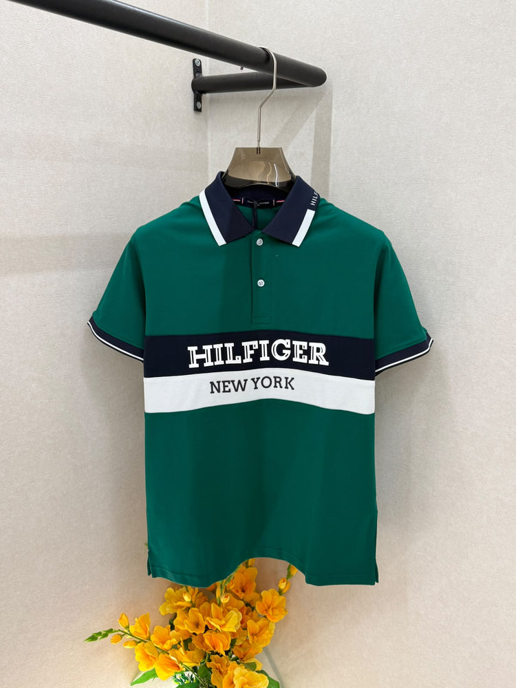 Tommy Hilfiger Premium Polo Neck T-Shirt for Men – Soft Matty Cotton