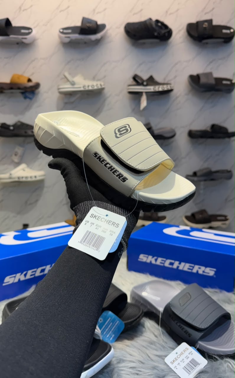 Skechers Go Recovery Adjust Premium Slides – White & Black