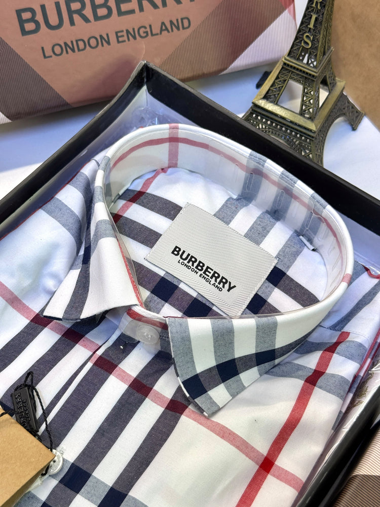 Burberry Checks Premium Shirt for Men – Standard Fit with Box & Carry Bag
