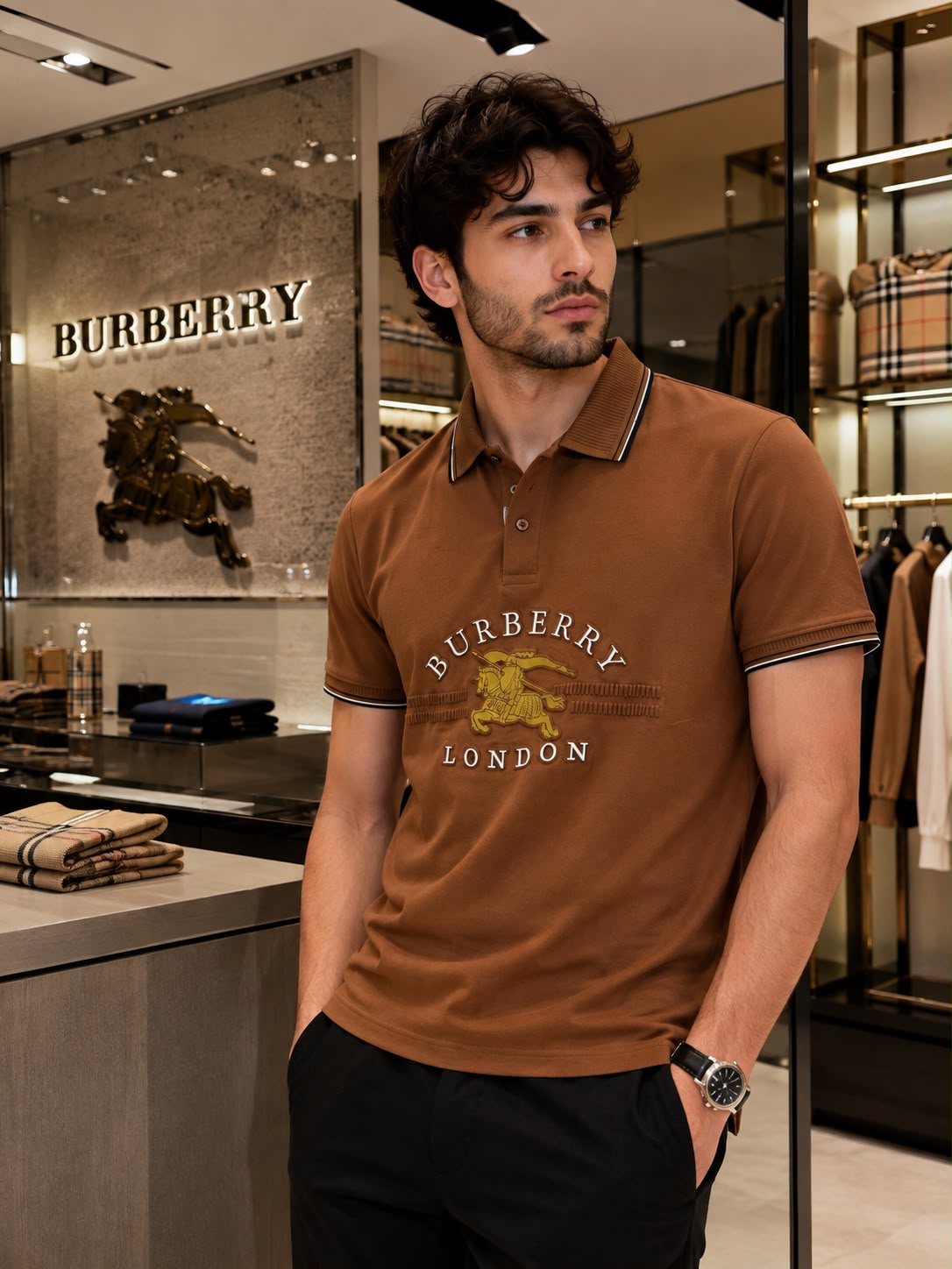Premium Burberry Imported Polo T-Shirt – Cotton Lycra Store Article