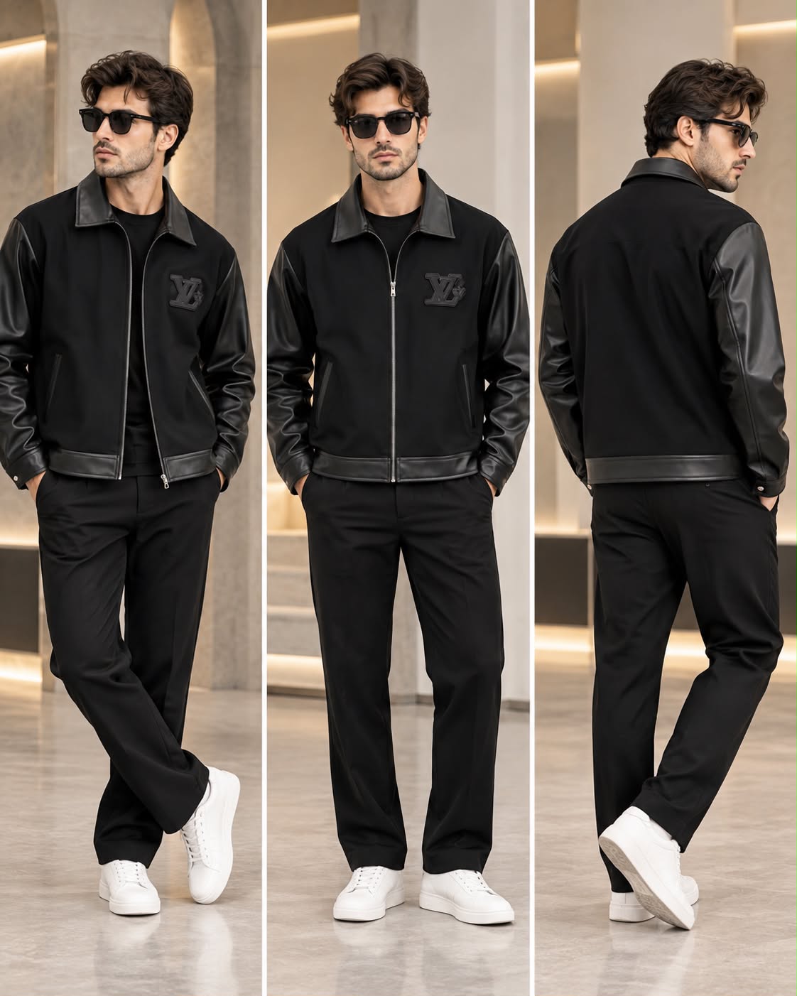 LOUI VUITTON IMP LEATHER SLEEVES JACKETS CELEBRITY CHOICE CS454 KARAN AUJLA LIMITED EDITION VERY PREMIUM DESIGNER JACKET