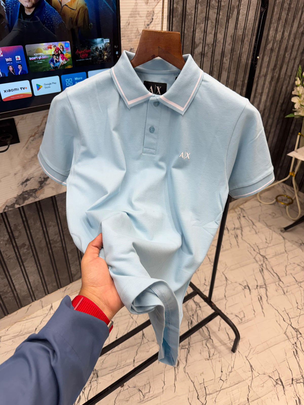 Armani Premium Polo Neck T-Shirt for Men – Imported Matty Cotton Lycra
