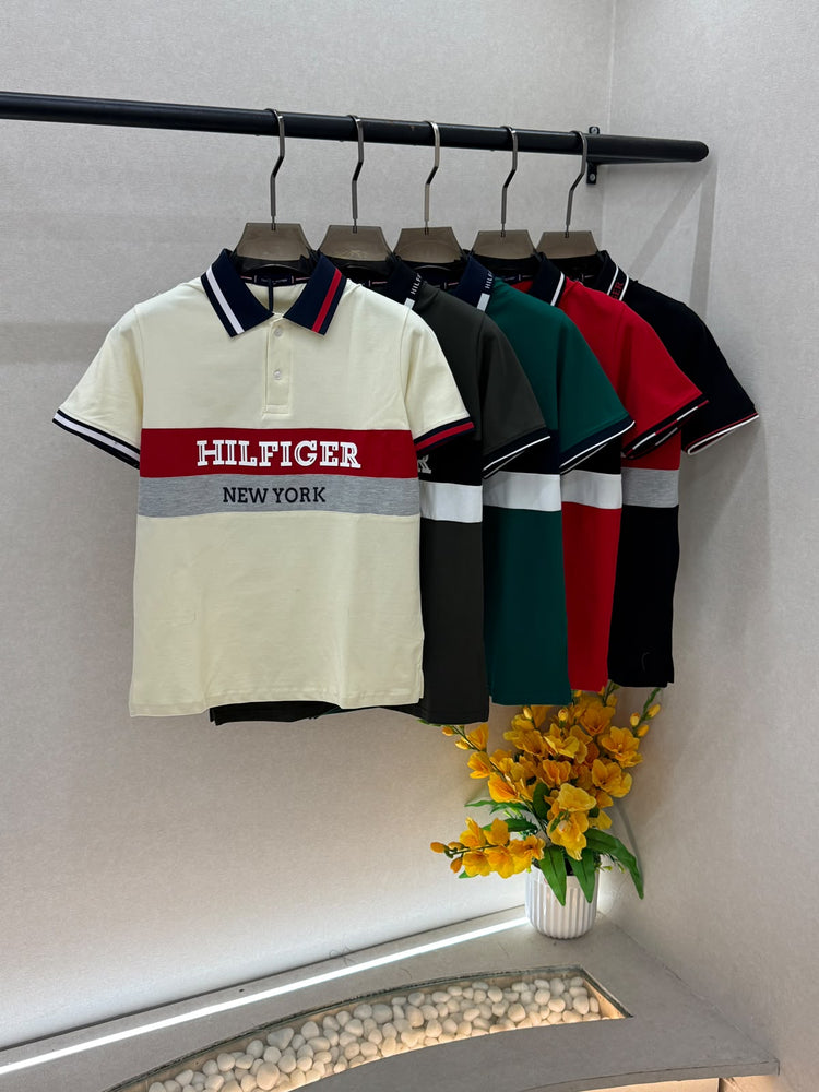 Tommy Hilfiger Premium Polo Neck T-Shirt for Men – Soft Matty Cotton