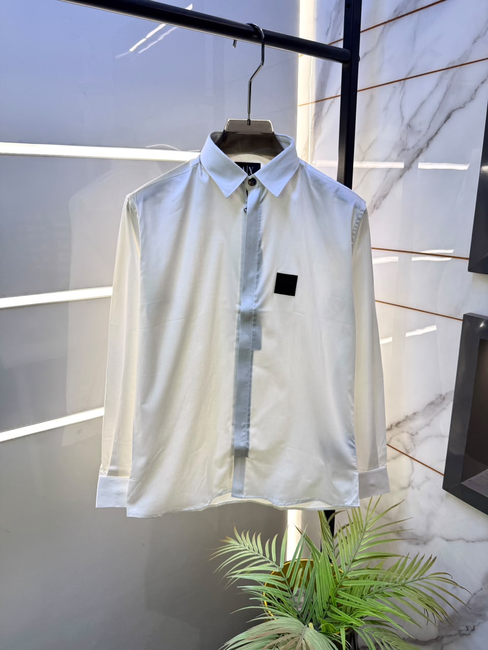 Armani Exchange Premium Zipper Shirt for Men – Standard Fit with Box & Carry Bag