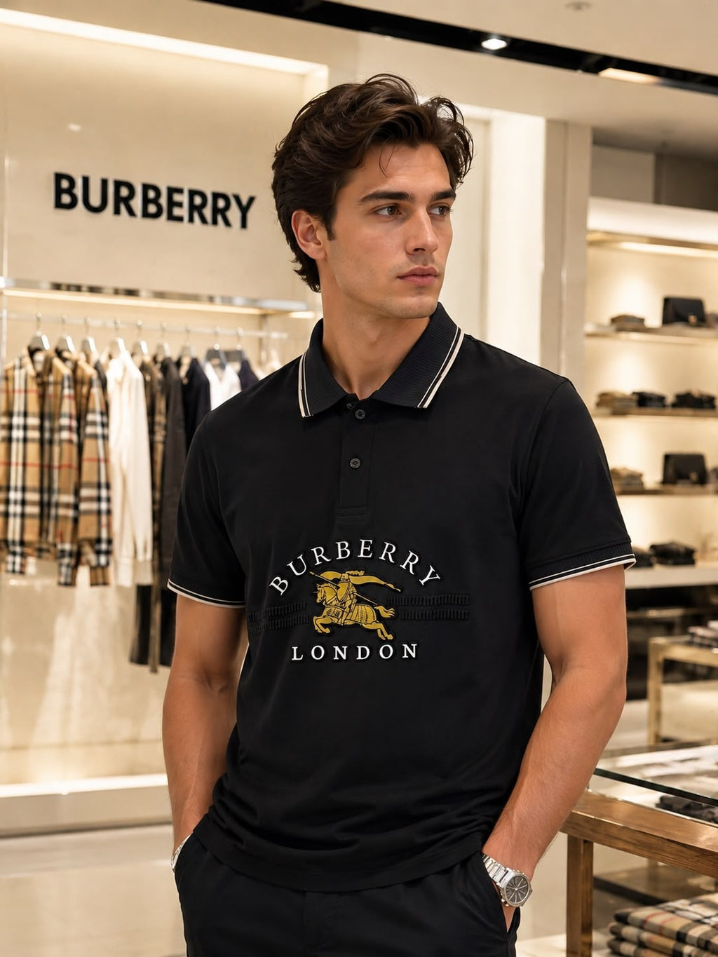 Premium Burberry Imported Polo T-Shirt – Cotton Lycra Store Article