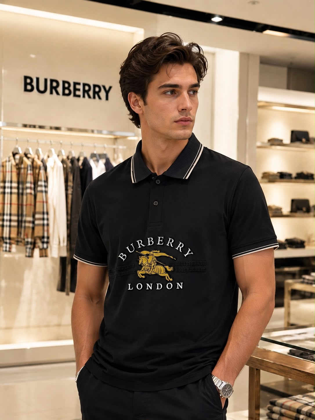 Premium Burberry Imported Polo T-Shirt – Cotton Lycra Store Article