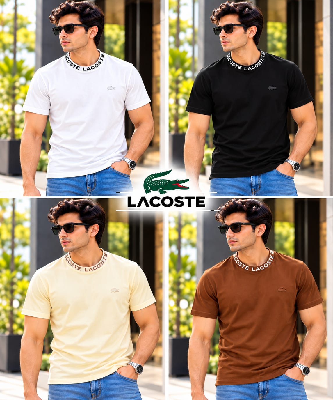 Lacoste Premium Round Neck T-Shirt for Men – Cotton Lycra  Product Code: SC1061