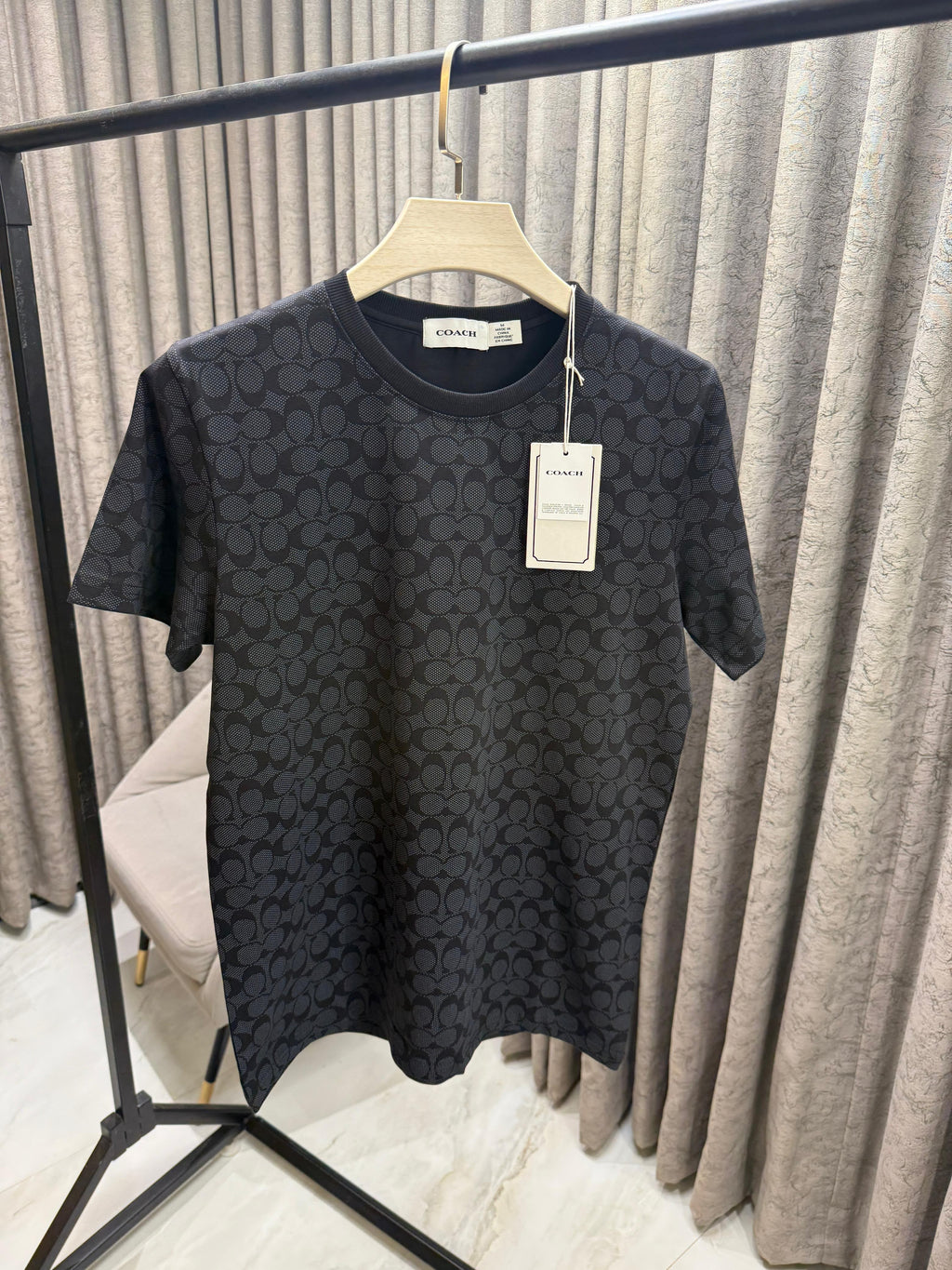 Coach Round Neck Monogram Print Store Article  T-Shirts