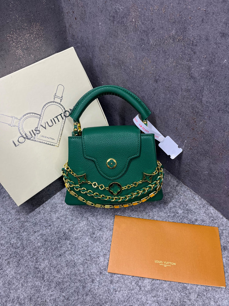 Louis Vuitton Capucines Mini Small Gold Green Charm Chain – Premium Store Article. Product Code: 98177-6
