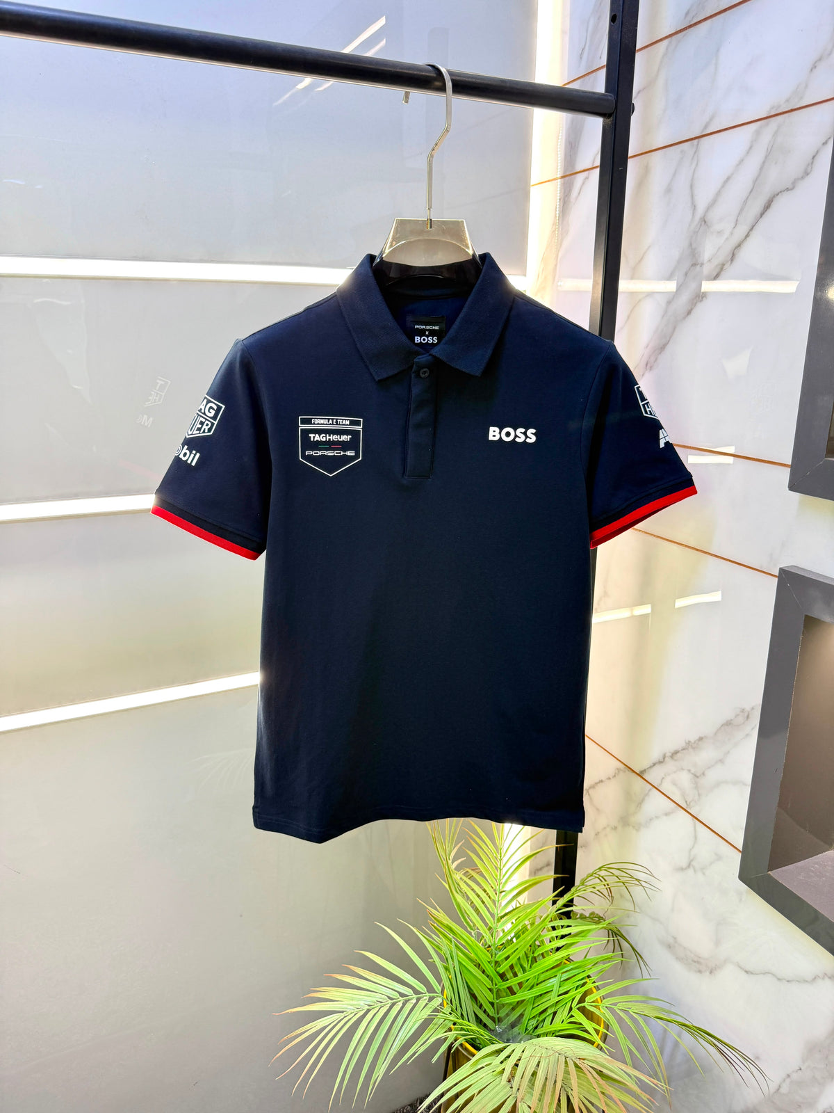BOSS x Porsche Premium Polo Neck T-Shirt – Soft Matty Cotton
