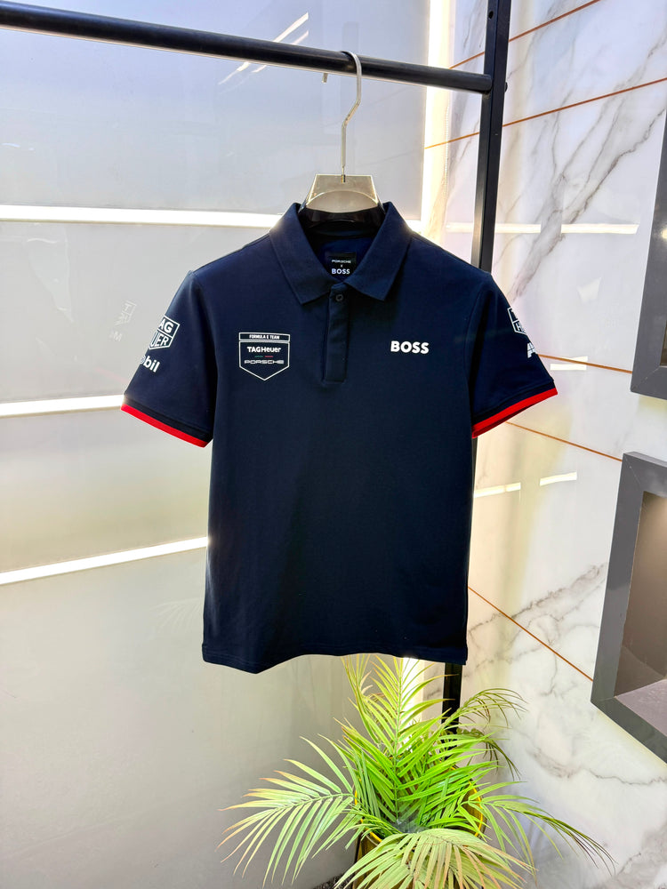 BOSS x Porsche Premium Polo Neck T-Shirt – Soft Matty Cotton