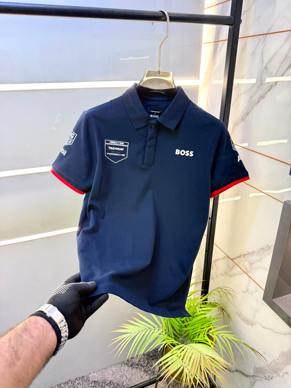 BOSS x Porsche Premium Polo Neck T-Shirt – Soft Matty Cotton