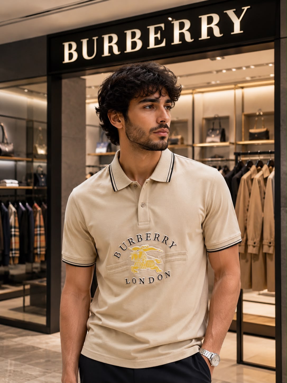 Premium Burberry Imported Polo T-Shirt – Cotton Lycra Store Article