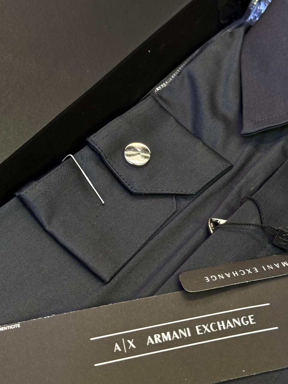 Armani Exchange Premium Zipper Shirt for Men – Standard Fit with Box & Carry Bag